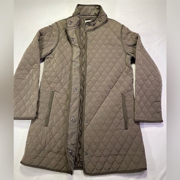 Garnet Hill Women's Quilted Car Coat Chocolate Brown Puffer Jacket - 8 - Picture 3 of 8
